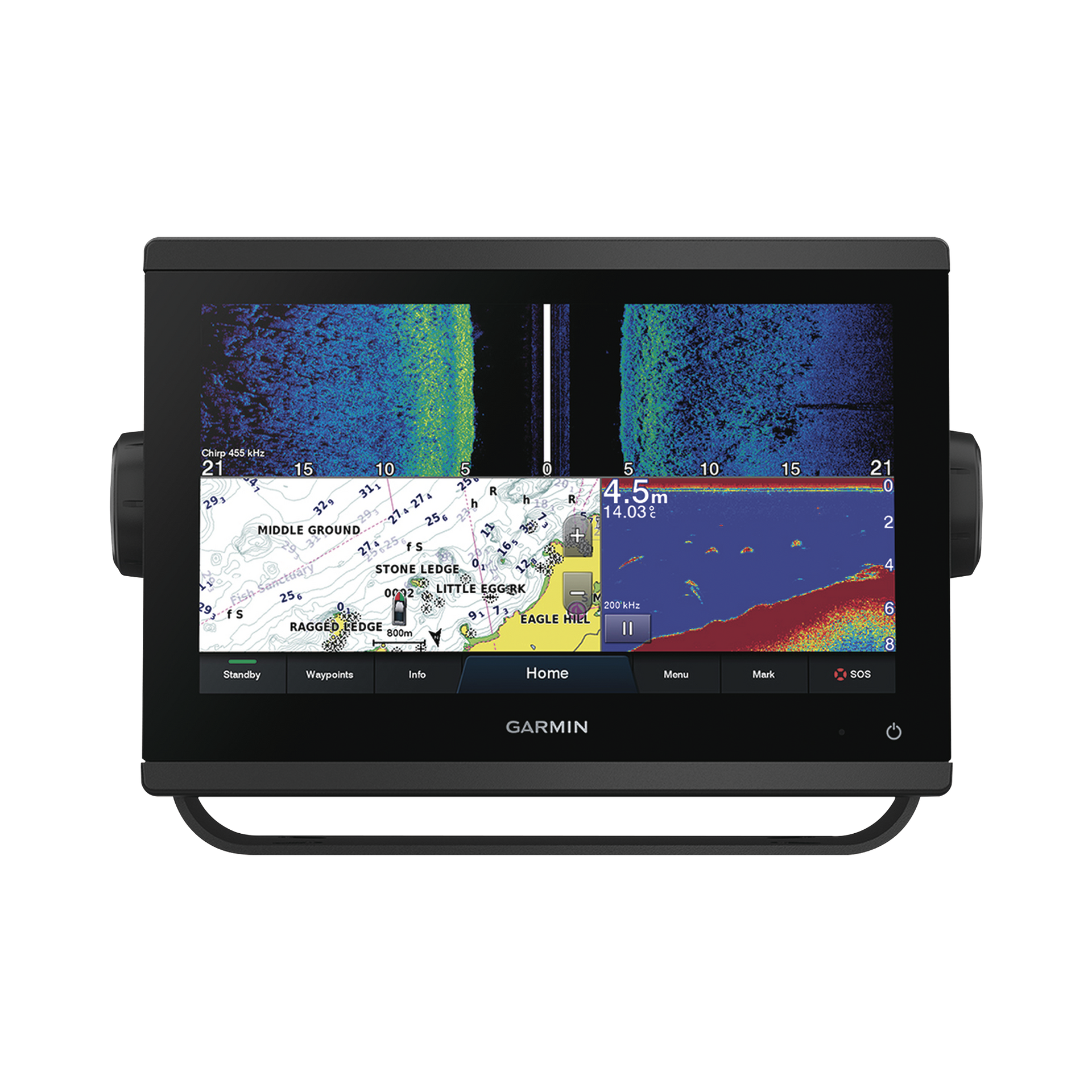 GPSMAPÂ® 923xsv ecosonda de 9" SIDEVÃ, CLEARVÃ y CHIRP tradicional. no incluye transductor.