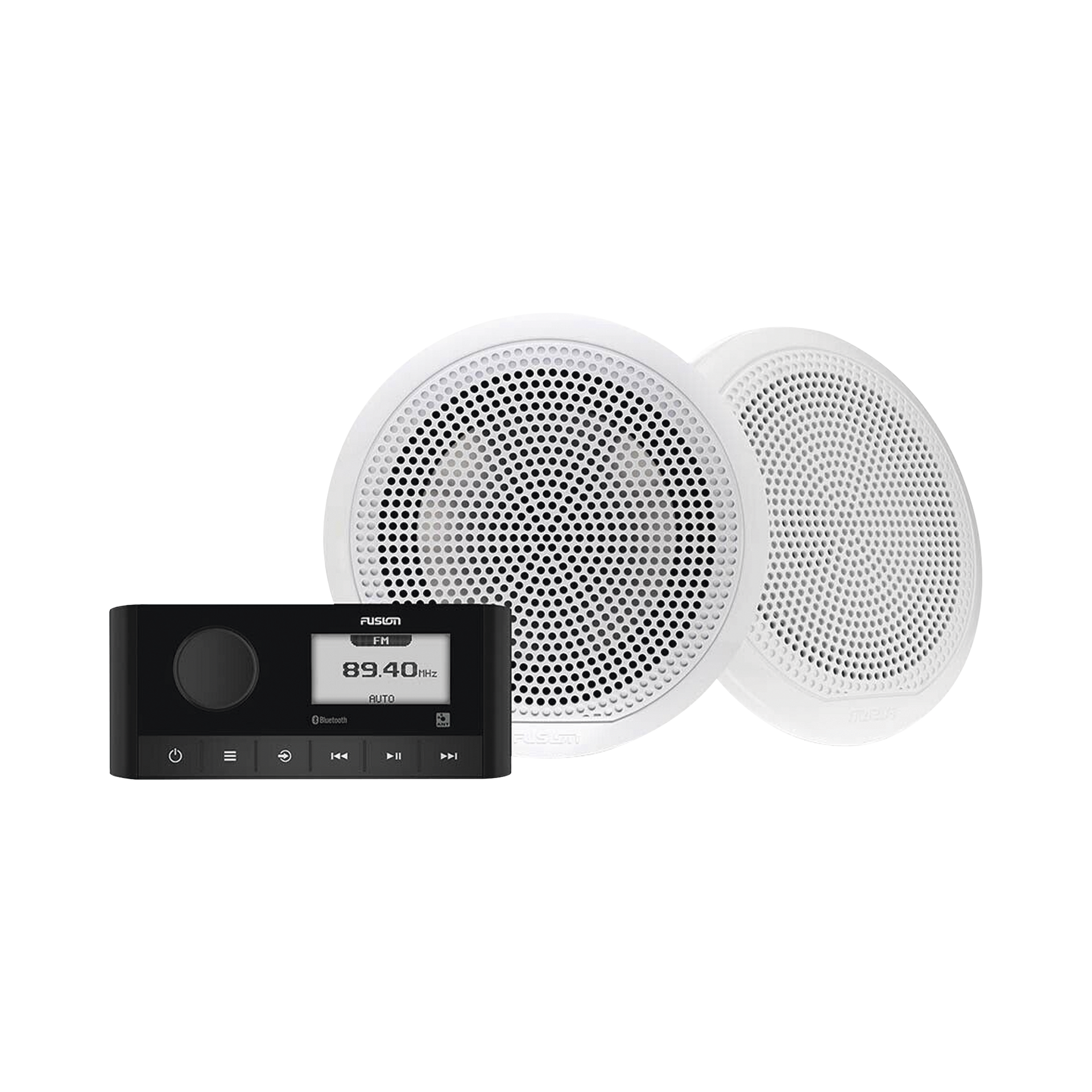 Sistema de estero marino MS-RA60 con dos bocinas de diseÃ±o clÃ¡sico incluidas.