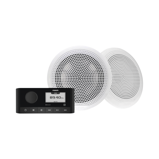 Sistema de estero marino MS-RA60 con dos bocinas de diseÃ±o clÃ¡sico incluidas.