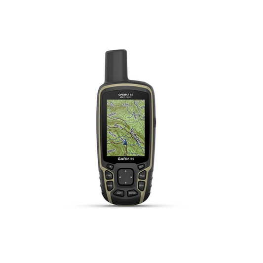GPS portÃ¡til GPSMAP 65 con pantalla a color, almacenamiento interno de hasta 5,000 puntos, memoria interna de 16 GB, resistente al agua IPX7.