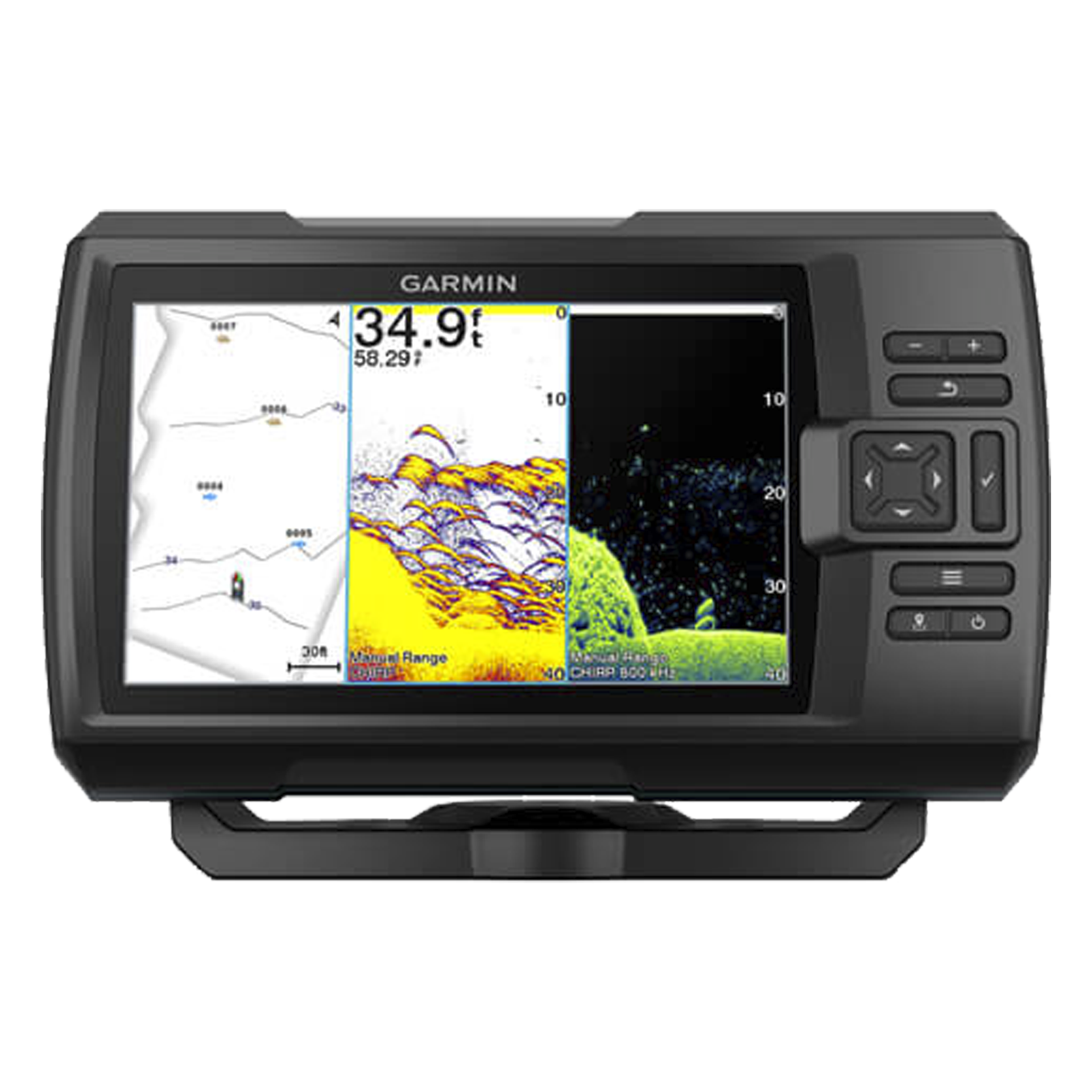 STRIKER Vivid 7cv / Pantalla WVGA a Color 7" / ResoluciÃ³n 800x480 / GPS Integrado / Sonda Tradicional y ClearVÃ¼ / Frecuencias 50-800 kHz / Potencia 500 W / IPX7 / Quickdraw Contours / Conectividad Wi-Fi