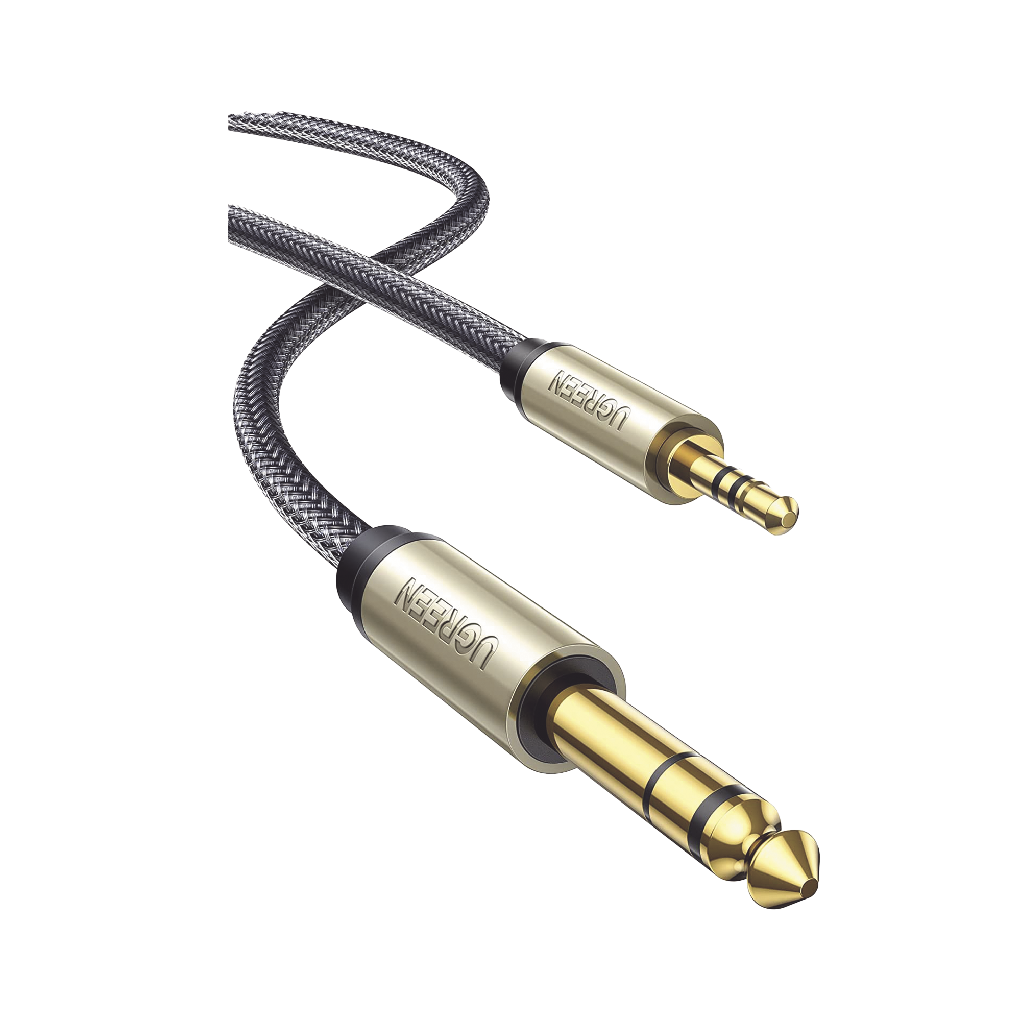 Cable Audio Estéreo 3.5mm (1/8") TRS a 6.35mm (1/4") TS / 1 Metro / Audio de Hi-Fi / Trenza de Nylon / Blindaje Múltiple / Caja de Aleación Zinc / Núcleo de Cobre Puro / Compatibilidad Universal