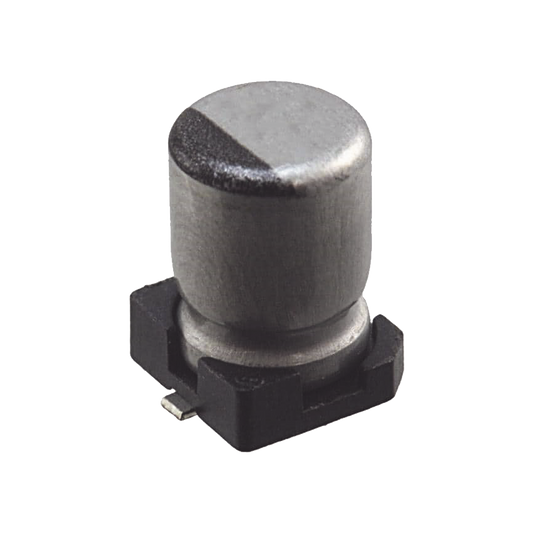 Capacitor ElectrolÃ­tico de Aluminio tipo SMD de 10uF, 35V, 20%, 5 x 6.1 mm.