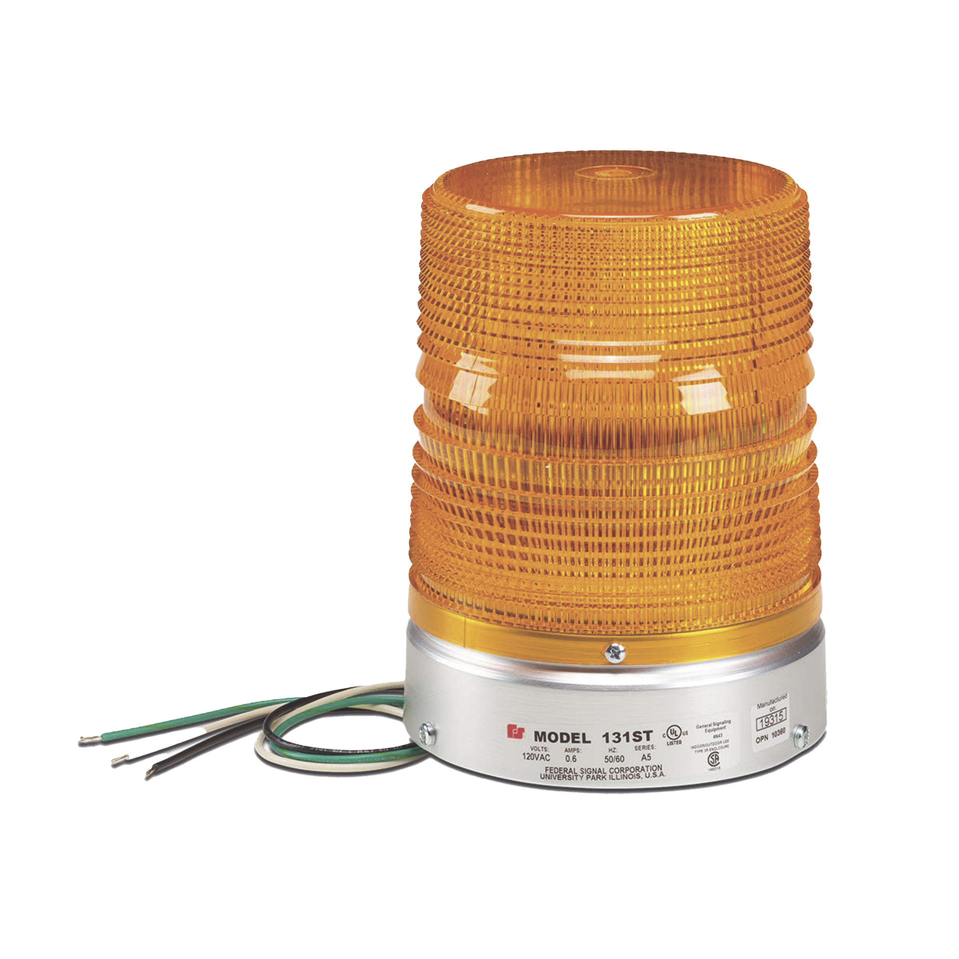 Luz de advertencia estroboscÃ³pica StarfireÂ®, Listado por UL y cUL, Opera en 120 VAC, color Ãmbar