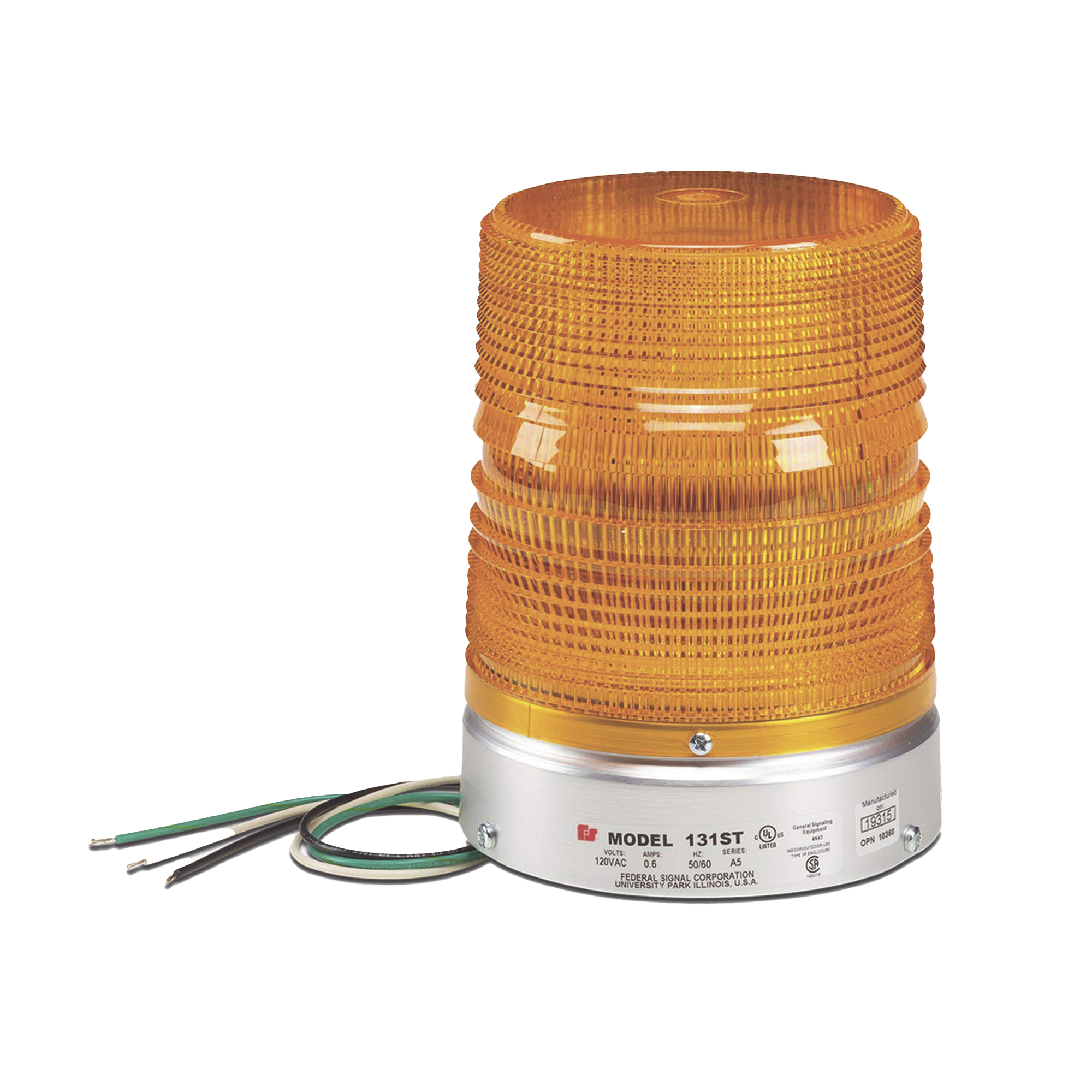 Luz de advertencia estroboscÃ³pica StarfireÂ®, Listado por UL y cUL, Opera en 120 VAC, color Ãmbar