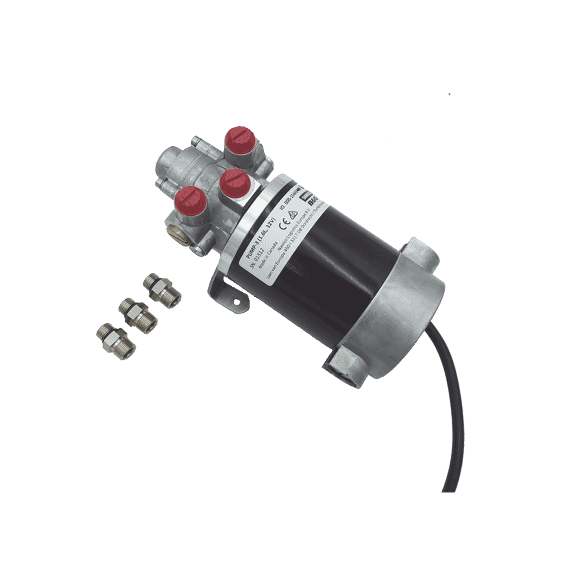 Bomba HidrÃ¡ulica Reversible PUMP-3 / 12V DC / Flujo 1.6L (98 cu.in) por Minuto / Cilindro 160-550 cc (9.8 - 33.5 cu.in) / Conexiones ORB / Incluye 3 Adaptadores ORB-5 a 9/16 UNF / Compatible con SteadySteer