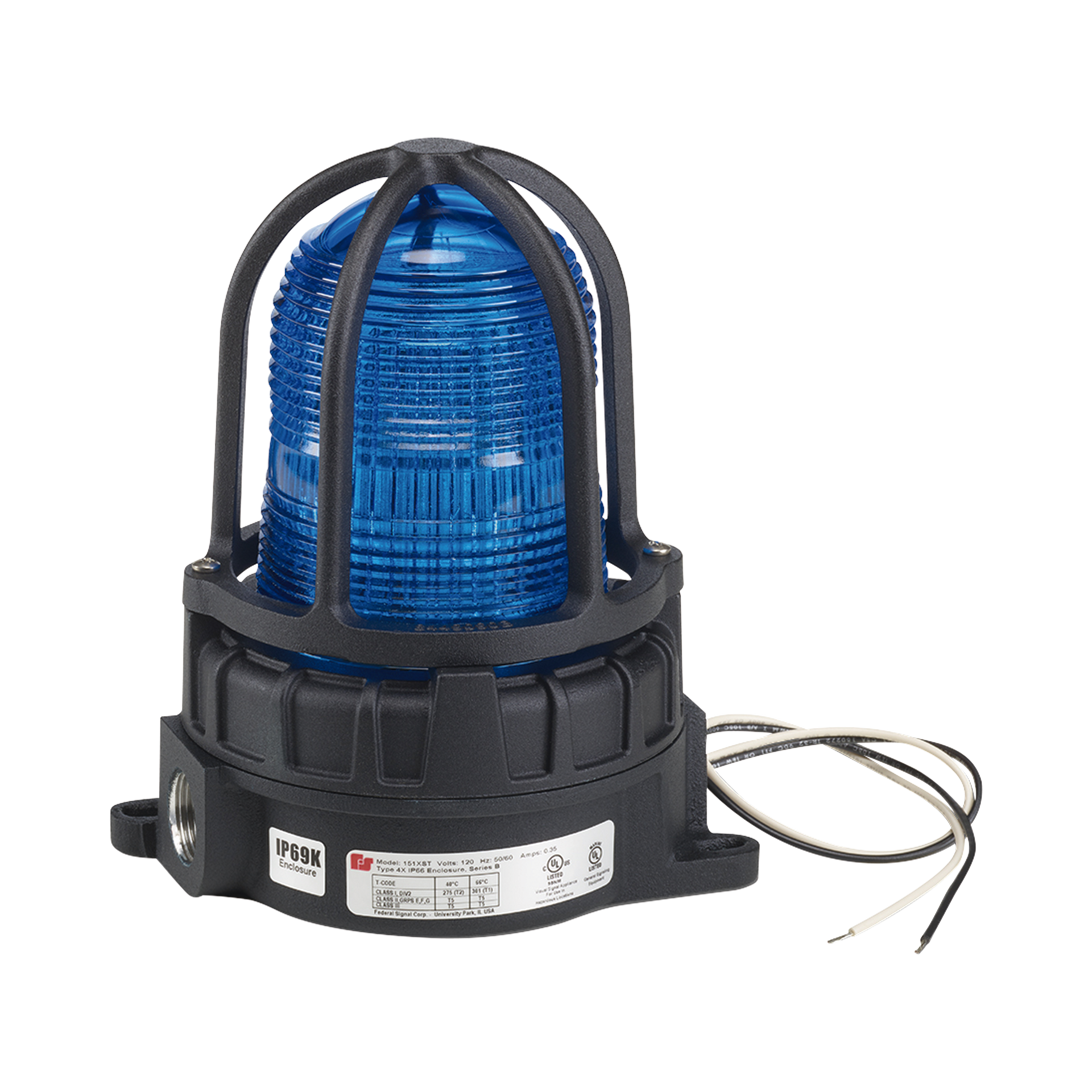 Luz de advertencia LED para ubicaciÃ³nes peligrosas, montaje tipo tubo, 24 VCD, LED color Azul