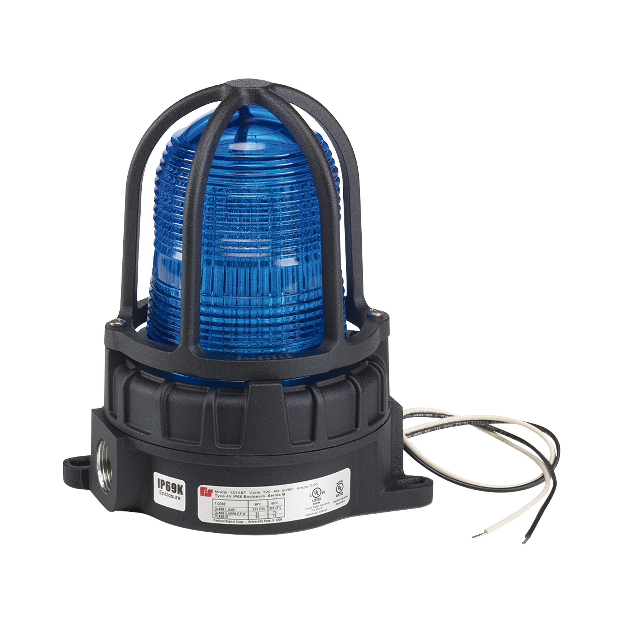 Luz de advertencia LED para ubicaciÃ³nes peligrosas, montaje tipo tubo, 24 VCD, LED color Azul