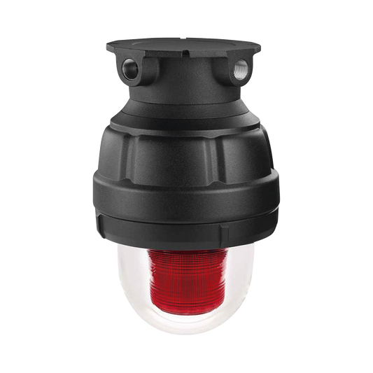 Luz de advertencia LED a prueba de explosiones Homologado UL y cUL para Clase I, DivisiÃ³n 1, Grupo C y D; Clase I, DivisiÃ³n 2, Grupos A y B; Clase II, DivisiÃ³n 1, Grupos E, F y G; Clase III, color Rojo 24 VCD