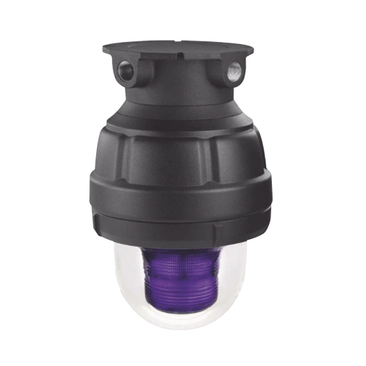 Luz estroboscÃ³pica a prueba de explosiones UL y cUL para Clase I, DivisiÃ³n 1, Grupo C y D; Clase I, DivisiÃ³n 2, Grupos A y B; Clase II, DivisiÃ³n 1, Grupos E, F y G; Clase III , 24 Vcd, color Magenta, montaje no incluido