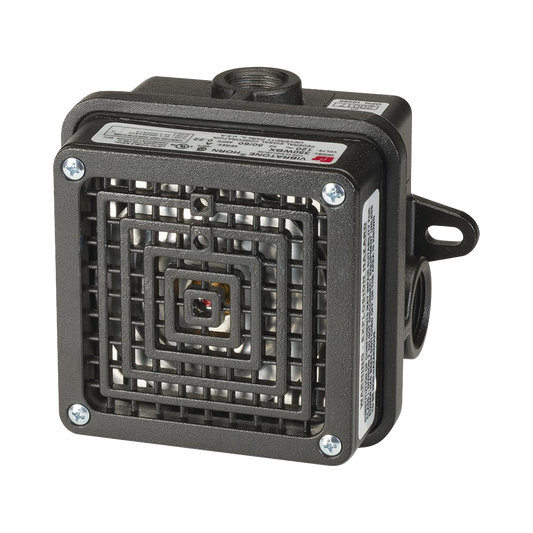Bocina para lugares peligrosos VibratoneÂ® con carcasa para exteriores Tipo 4X,  Certificado CSA Listado por UL y cUL para Clase I, DivisiÃ³n 2, Grupos A, B, C y D; Clase II, DivisiÃ³n 2, Grupos F y G; Clase III, 120 VCA, Color Negra