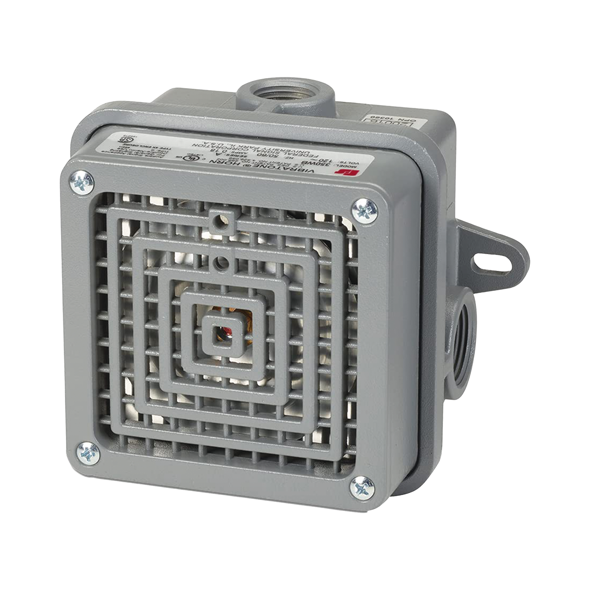 Bocina para lugares peligrosos VibratoneÂ® con carcasa para exteriores Tipo 4X,  Certificado CSA Listado por UL y cUL para Clase I, DivisiÃ³n 2, Grupos A, B, C y D; Clase II, DivisiÃ³n 2, Grupos F y G; Clase III, 240 VCA, Color Negra