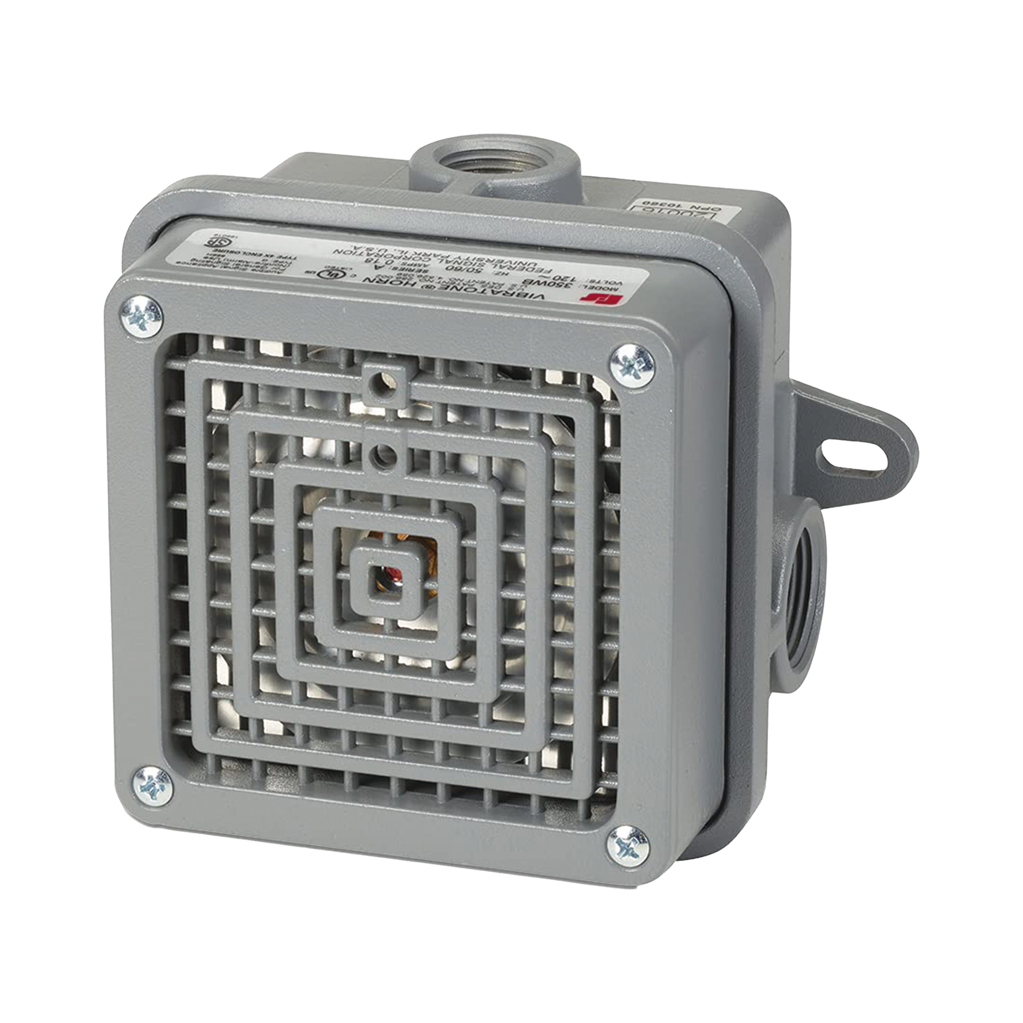 Bocina para lugares peligrosos VibratoneÂ® con carcasa para exteriores Tipo 4X,  Certificado CSA Listado por UL y cUL para Clase I, DivisiÃ³n 2, Grupos A, B, C y D; Clase II, DivisiÃ³n 2, Grupos F y G; Clase III, 240 VCA, Color Negra