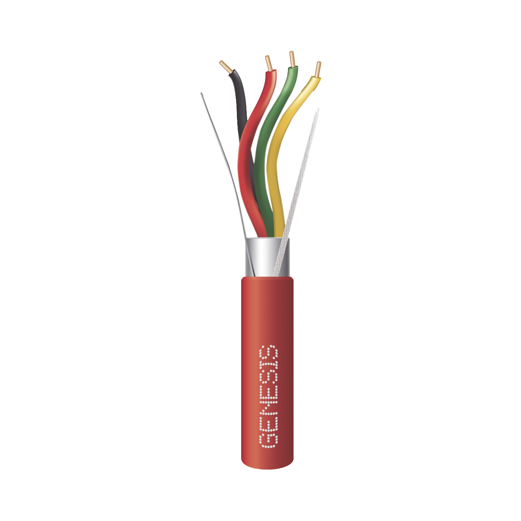 Bobina de 152 Metros de Alambre / 4 x 18 AWG / Riser / BLINDADO / Tipo FPLR / Color Rojo / Para Aplicaciones en Sistemas de DetecciÃ³n de Incendio y Sistemas de EvacuaciÃ³n