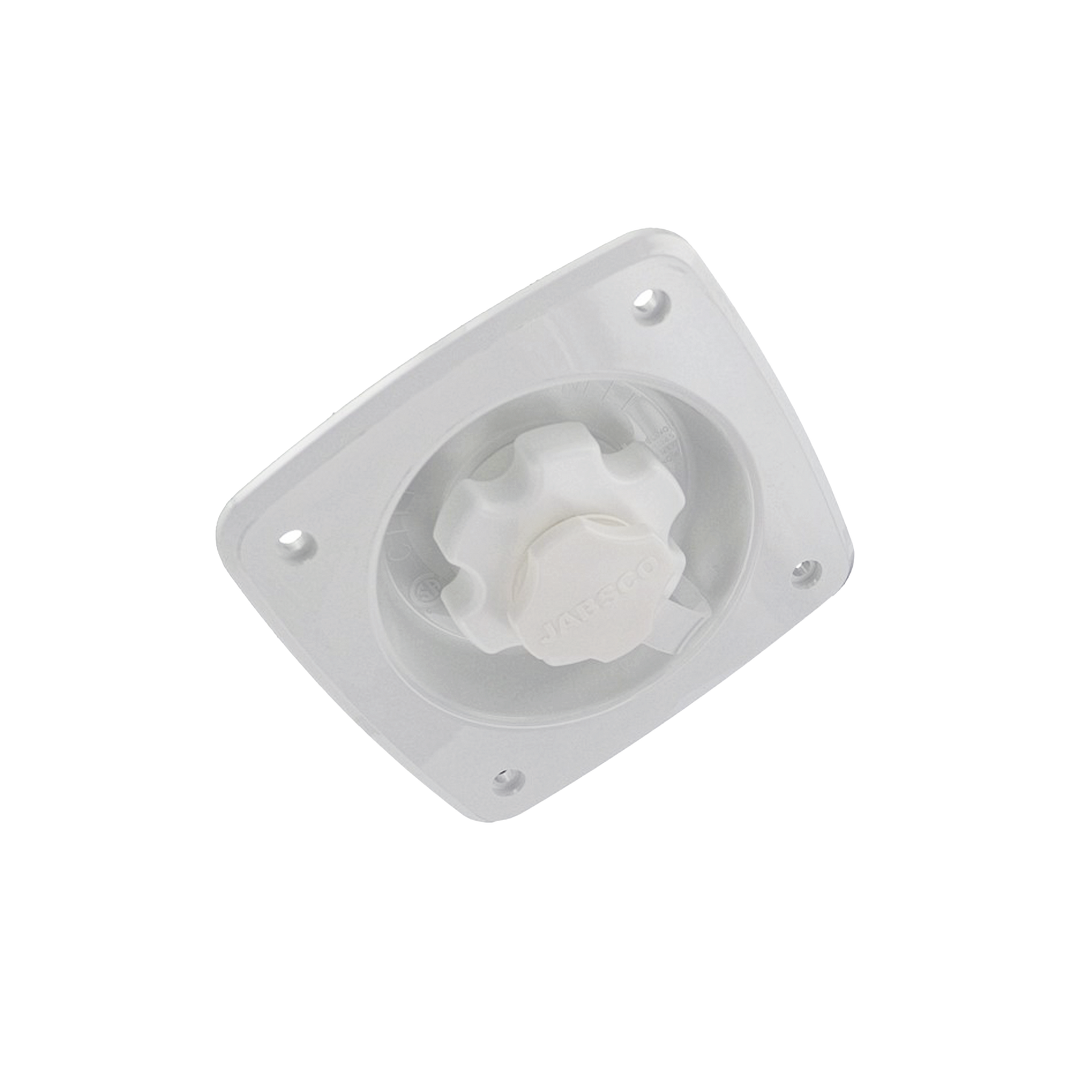 Regulador de presiÃ³n de agua color blanco.