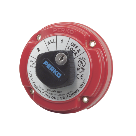 Switch Selector de BaterÃ­a de Servicio Mediano con Bloqueo por Medio de Llave, para Sistemas ElÃ©ctricos Marinos