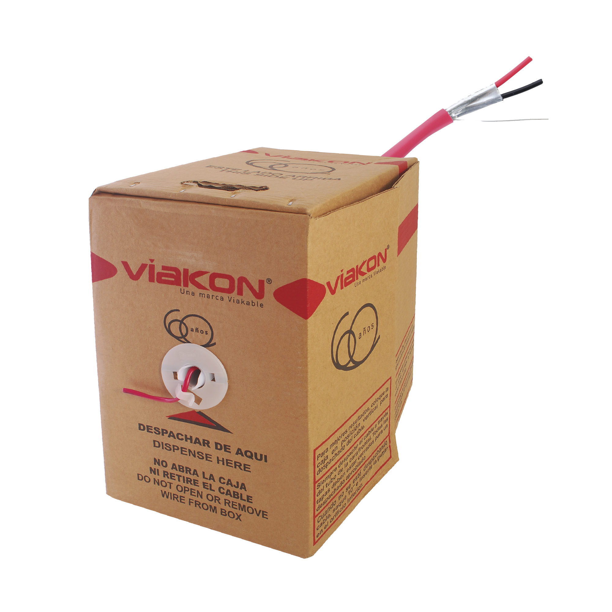 Bobina de 305 metros de Alambre, 2 x 18 AWG, BLINDADO, color rojo, FPLR Incendio, Hecho en MÃ©xico