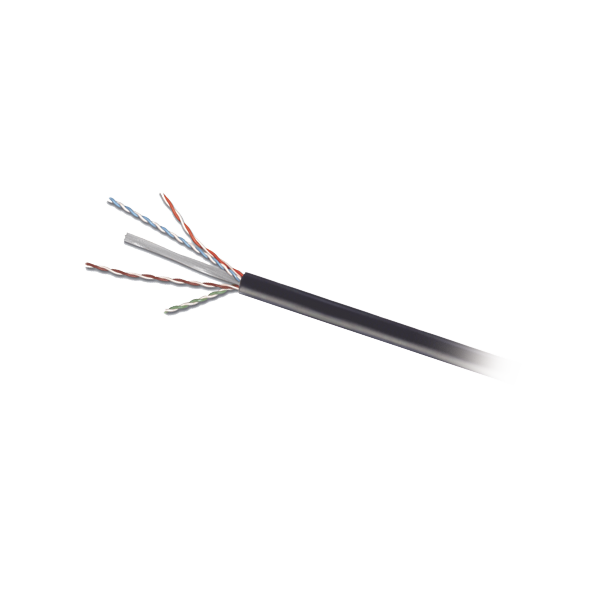 Bobina de Cable UTP de 4 Pares, Para Exterior con Gel, Cat6 (23 AWG), Industrial para Climas Extremos, Enterrado Directo, Color Negro, 305 m