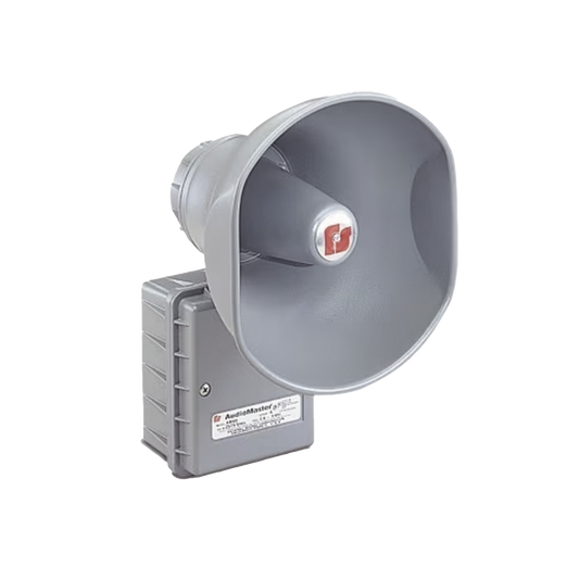 AudioMasterÂ® Altavoz de bocina reentrante para megafonÃ­a y anunciamiento publico, 30W de Potencia, Listado contra incendios UL, Color Gris