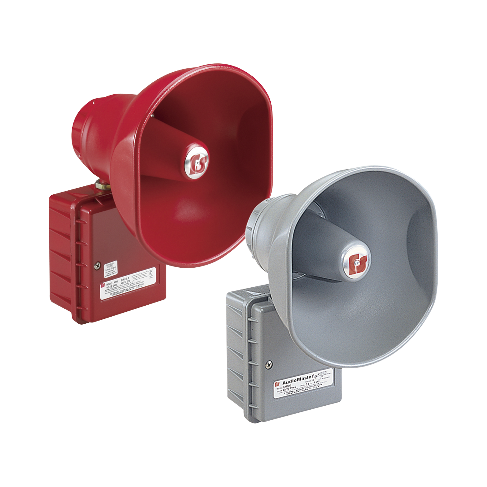 AudioMasterÂ® Altavoz de bocina reentrante para megafonÃ­a y anunciamiento publico, 30W de Potencia, Listado contra incendios UL, Color Gris