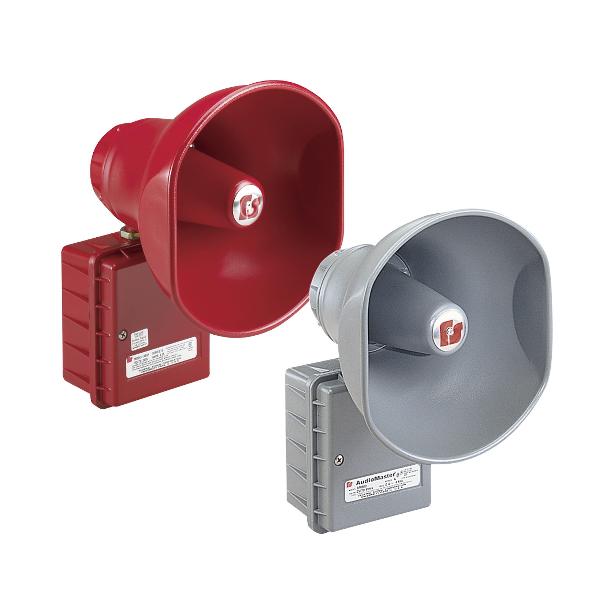 AudioMasterÂ® Altavoz de bocina reentrante para megafonÃ­a y anunciamiento publico, 30W de Potencia, Listado contra incendios UL, Color Gris