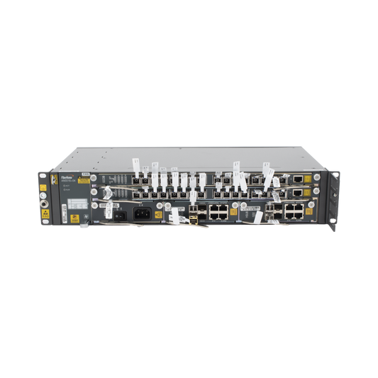 OLT Carrier Class Modular GPON, 2 Ranuras, Incluye 2 Tarjetas de Servicio de 16 puertos GPON, (32 Modulos GPON C+ Incluidos) 1 Fuente de CA, 2 UR, Incluye InstalaciÃ³n de software UNM2000, (Interoperabilidad con ONUÂ´s de Terceros sin Costo)