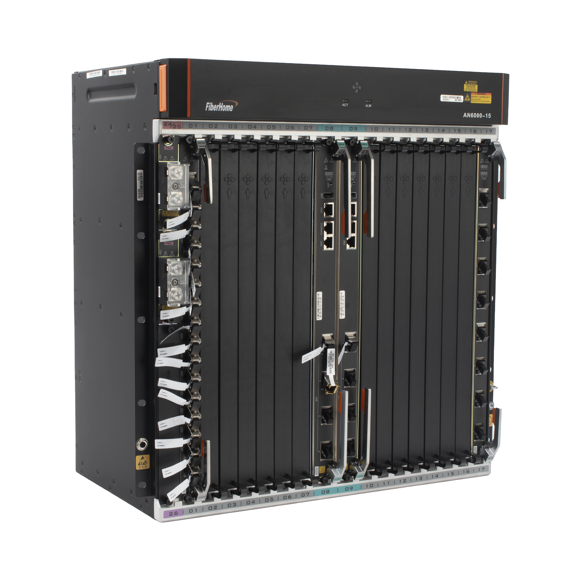 OLT Carrier Class Modular GPON, 14 Ranuras de Servicio, Incluye 1 Tarjeta de Servicio, Doble fuente -48Vcc, 11 UR, GestiÃ³n por UNM2000, CLI, Incluye InstalaciÃ³n de software UNM2000, (Interoperabilidad con ONUÂ´s de Terceros sin Costo)