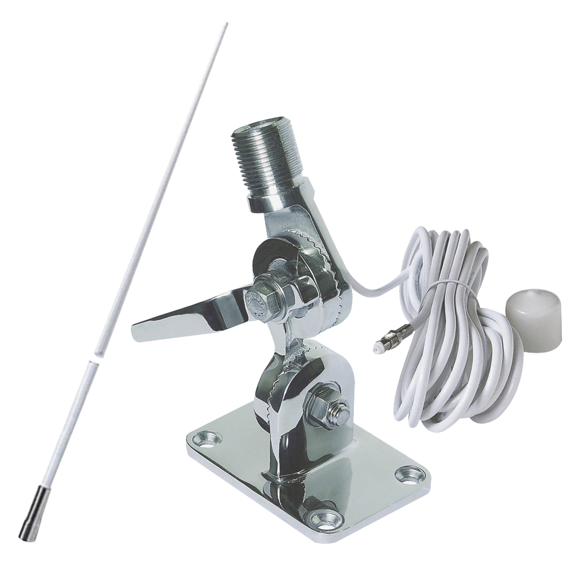 Antena marina de 6 dB de ganancia y montaje rotativo de acero inoxidable con 5 m de cable y conectores de instalaciÃ³n