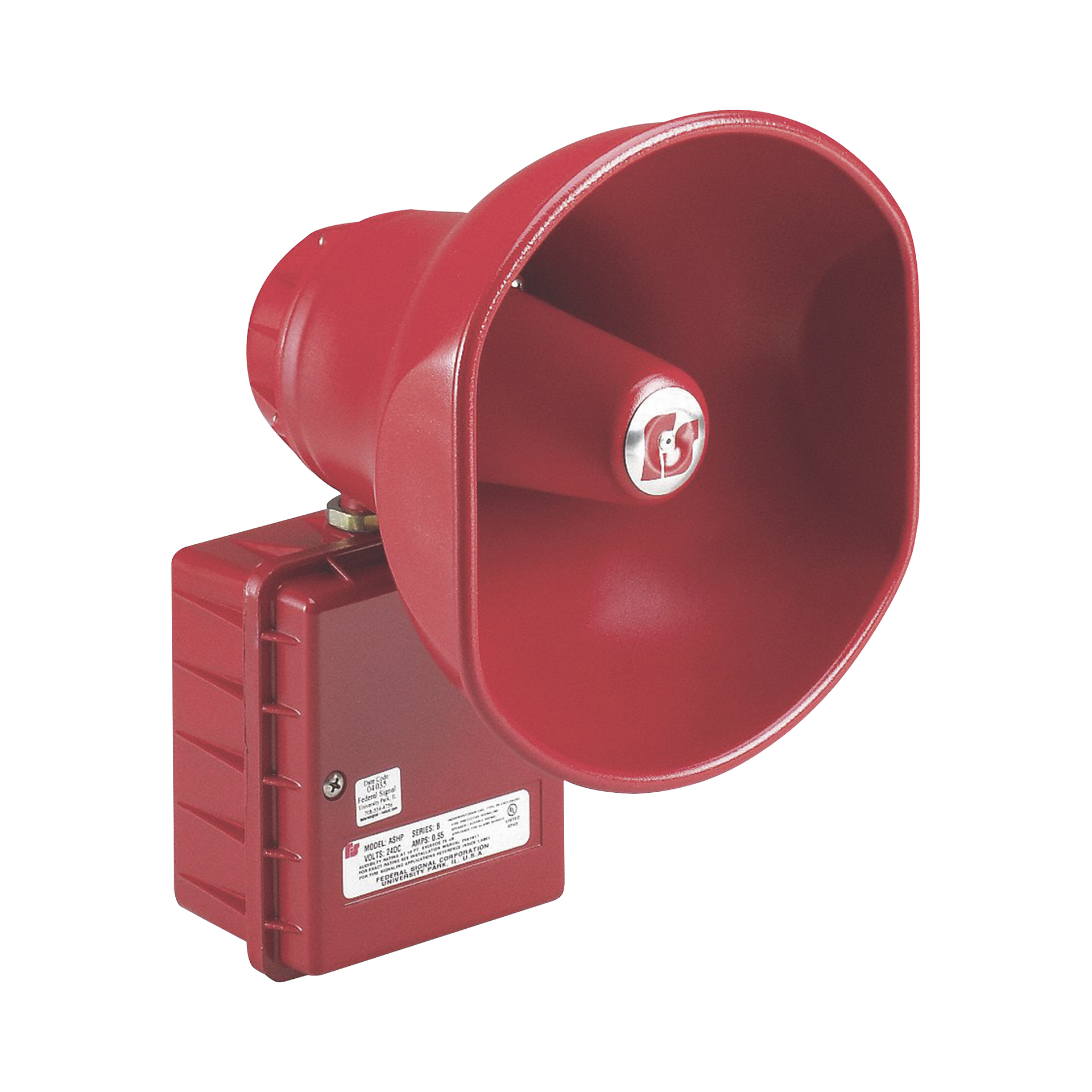 Altavoz amplificado, 30 Watts, Aprobado por CSFM y Listado contra incendios UL, 24 VCD, Color Rojo