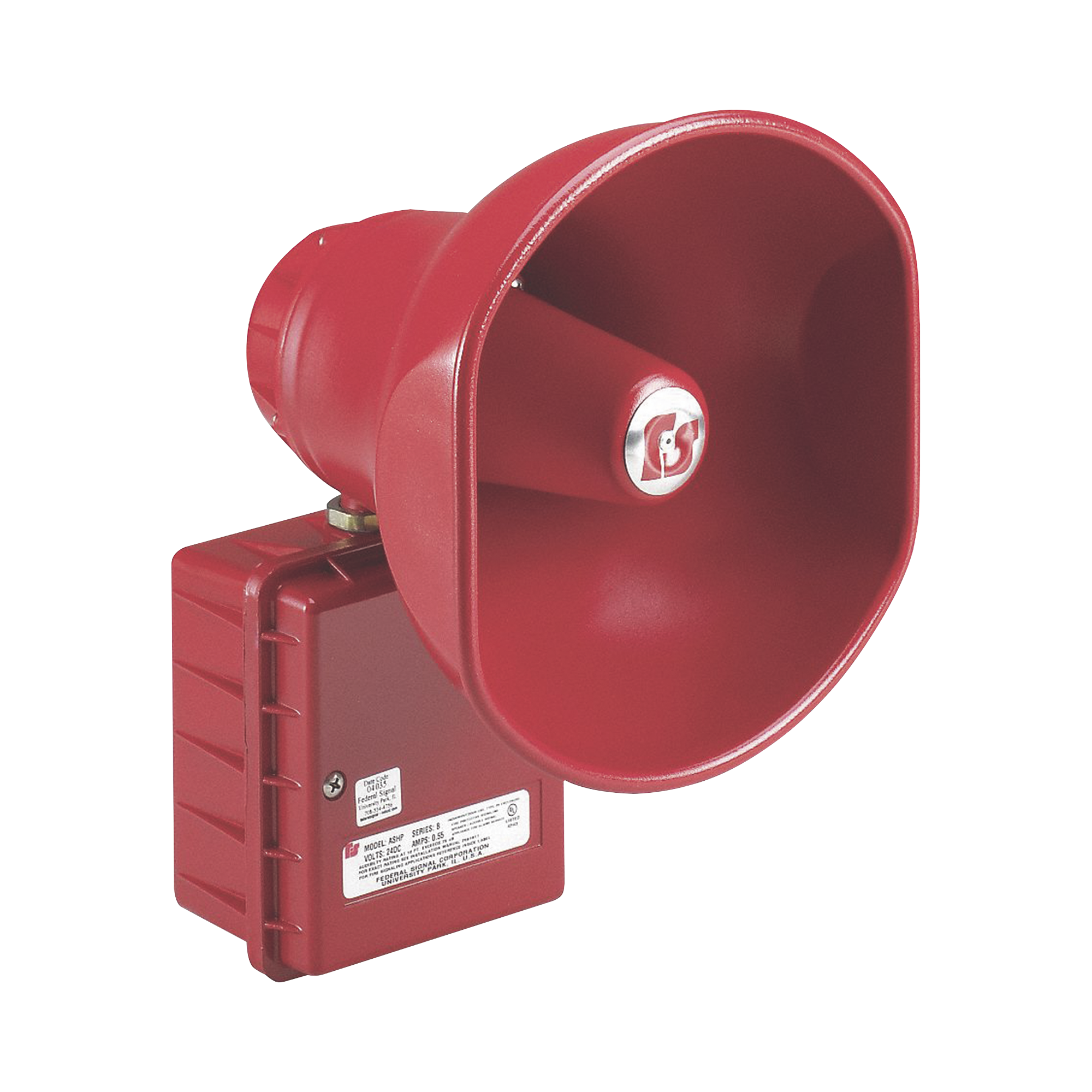 Altavoz amplificado, 30 Watts, Aprobado por CSFM y Listado contra incendios UL, 24 VCD, Color Rojo