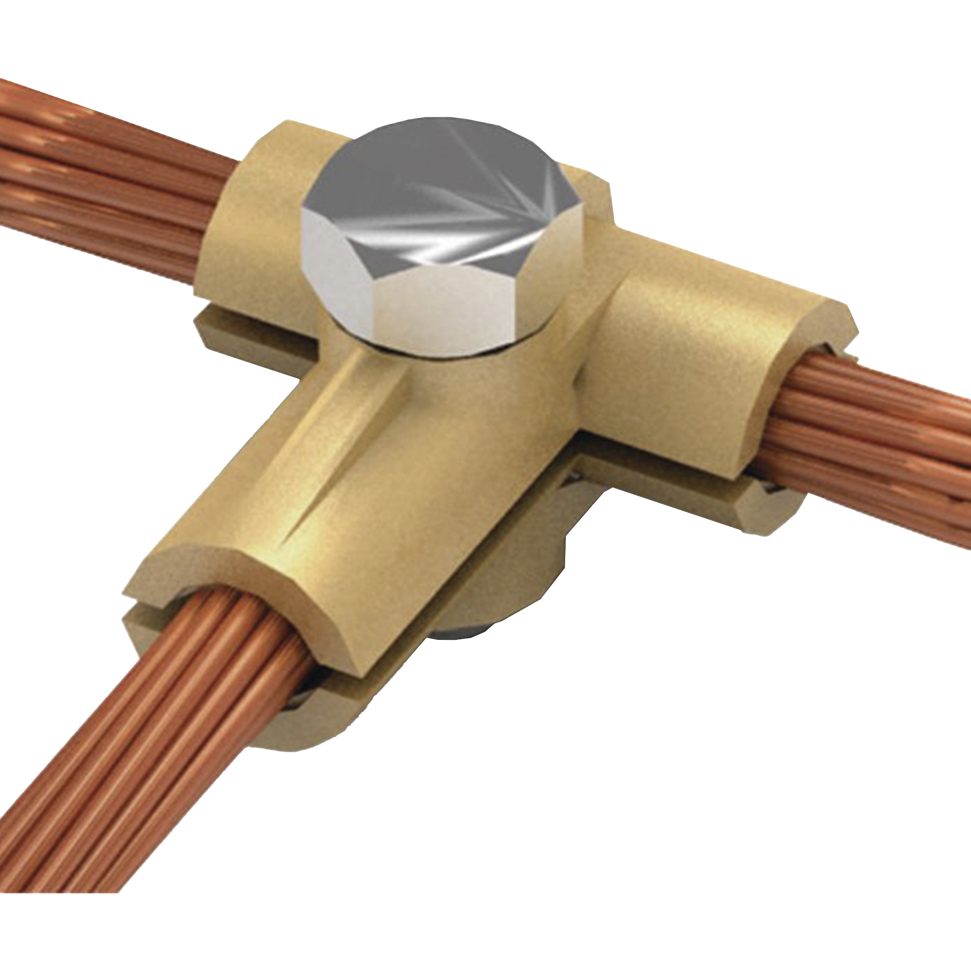 Conector tipo T de latÃ³n para diametro 50-70 mm2 cable (1/0-2/0 AWG)