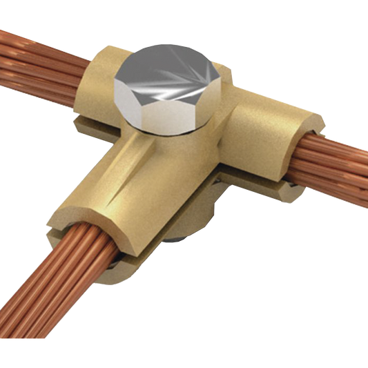 Conector tipo T de latÃ³n para diametro 50-70 mm2 cable (1/0-2/0 AWG)