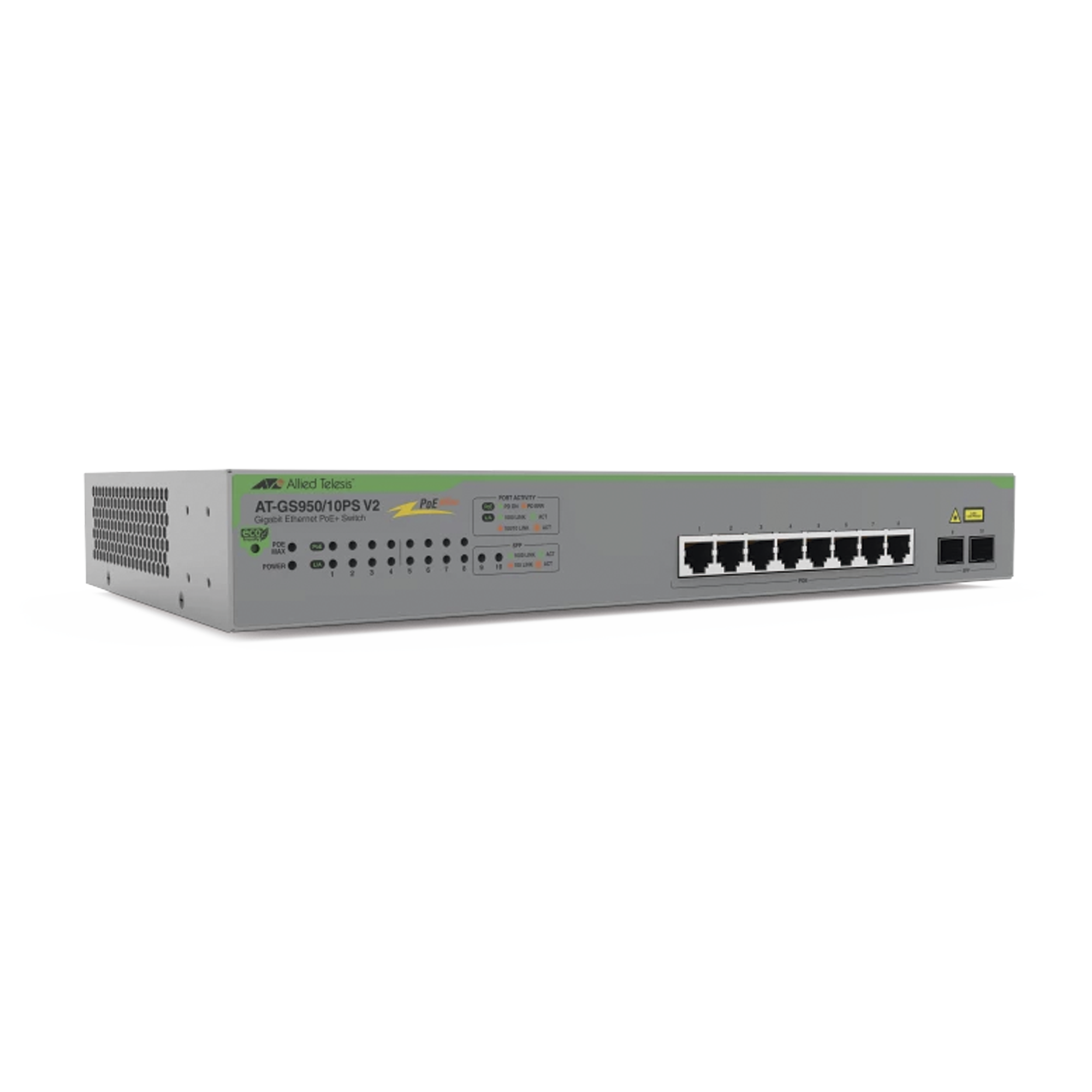 Switch PoE+ Gigabit WebSmart de 10 puertos 10/100/1000 Mbps (2 x Combo) + 2 puertos gigabit SFP (Combo), 75 W