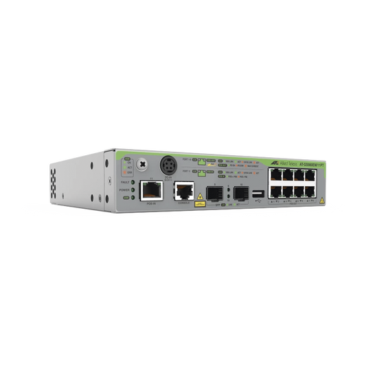 Switch Gigabit L3, 8x 10/100/1000-T PoE+, 1x 10/100/1000-T PoE-in, 2x SFP, 1x PSU, PoE pass-through
