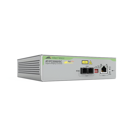 Convertidor de medios Gigabit Ethernet PoE+ a fibra Ã³ptica, conector SC, multimodo (MMF), distancia hasta 550 m