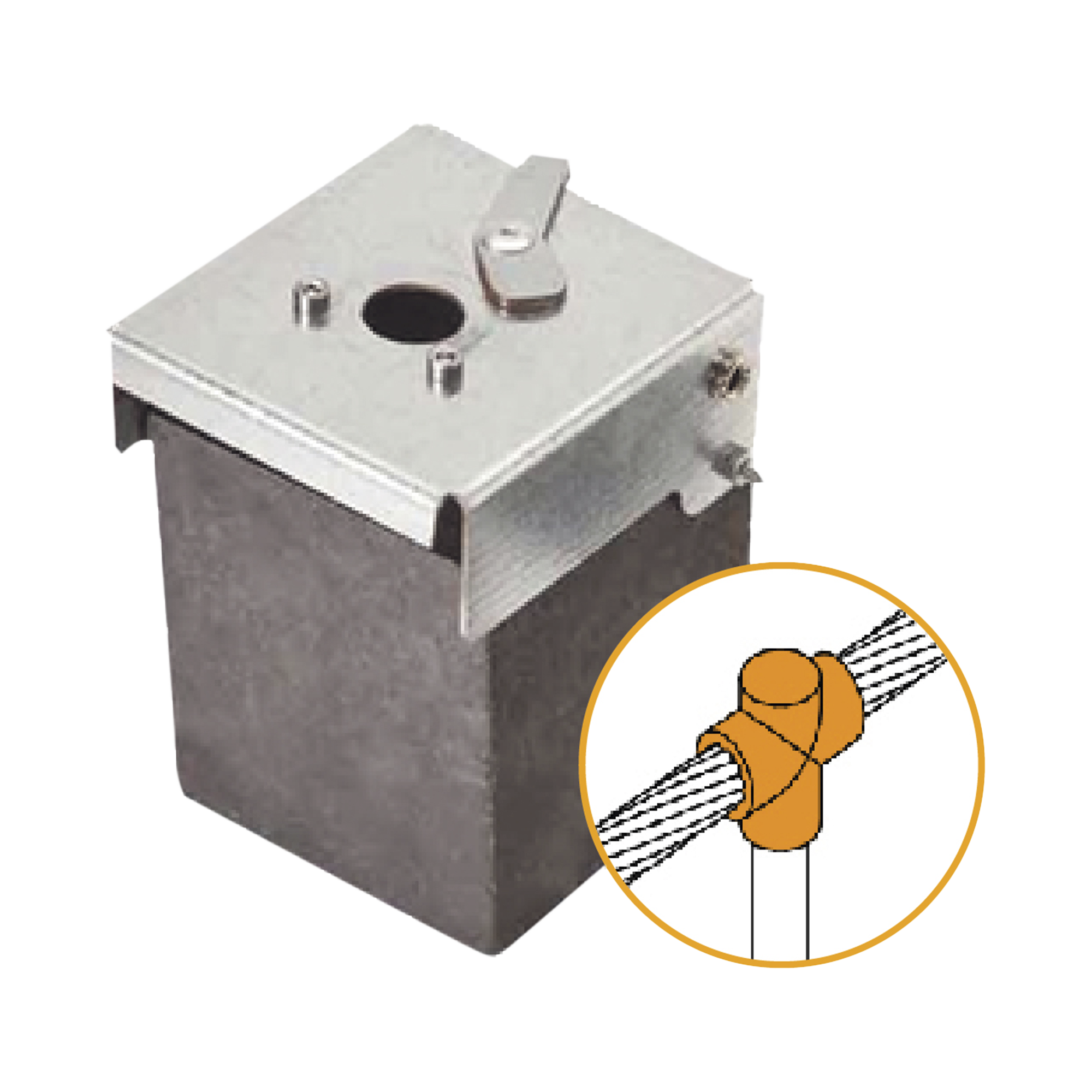 Molde de grafito vertical uniÃ³n en T vertical de cable 2/0 AWG (pasante) con Pica de 5/8 in (terminal).