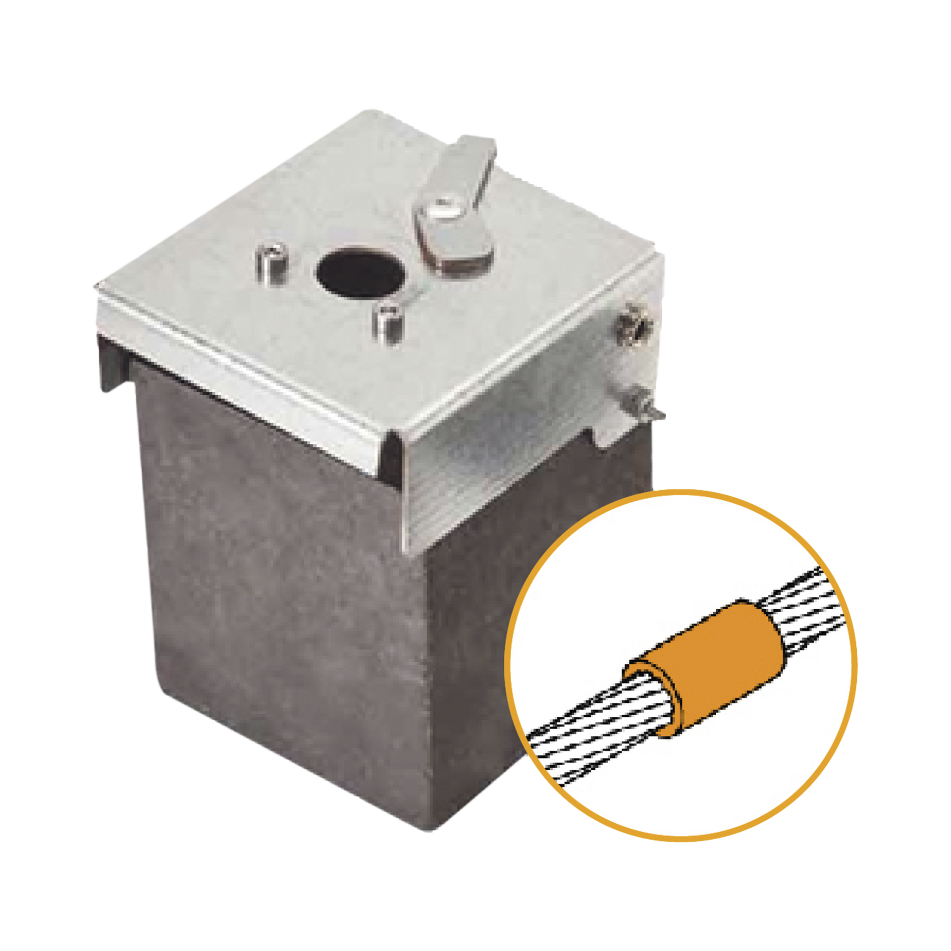 Molde de grafito vertical uniÃ³n lineal de cable 2/0 AWG (pasante) con cable 2/0 AWG (terminal).