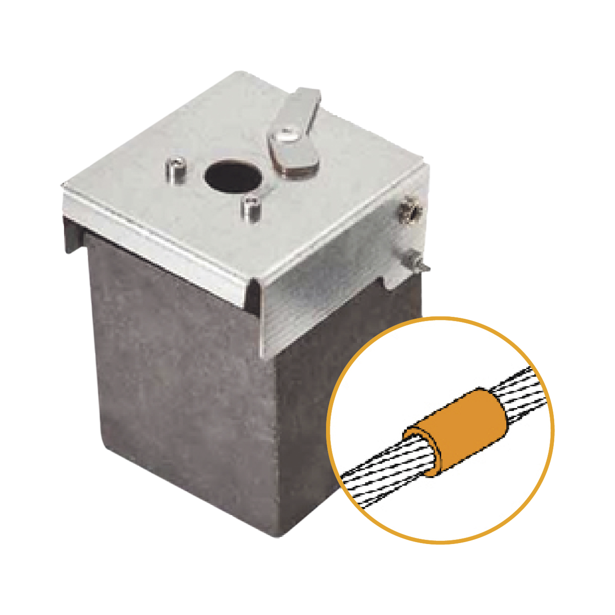 Molde de grafito vertical uniÃ³n lineal de cable 2/0 AWG (pasante) con cable 2/0 AWG (terminal).