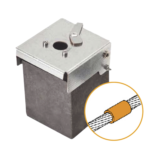 Molde de grafito vertical uniÃ³n lineal de cable 2/0 AWG (pasante) con cable 2/0 AWG (terminal).