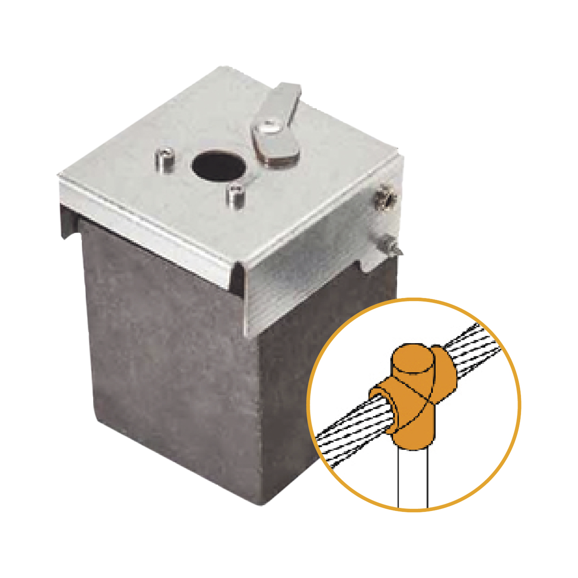 Molde de grafito vertical uniÃ³n en T vertical de cable 4/0 AWG (pasante) con Pica de 5/8 in (terminal).