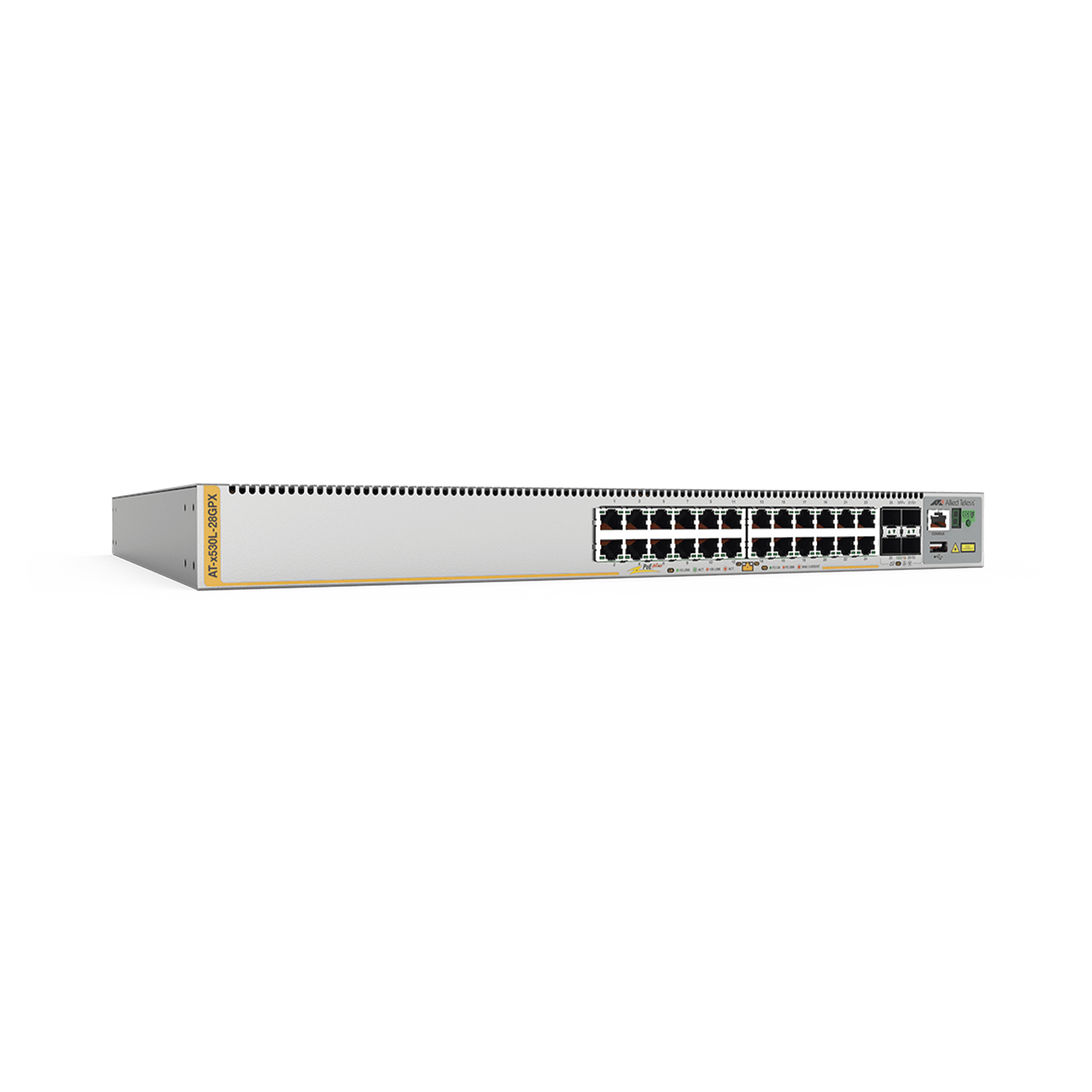 Switch Inteligente Empresarial para DistribuciÃ³n,  PoE+, Stackable, Capa 3, 24 puertos Gbps + 4 puertos SFP+ 10 G, 740 W, Doble fuente PSU, Serie x530L