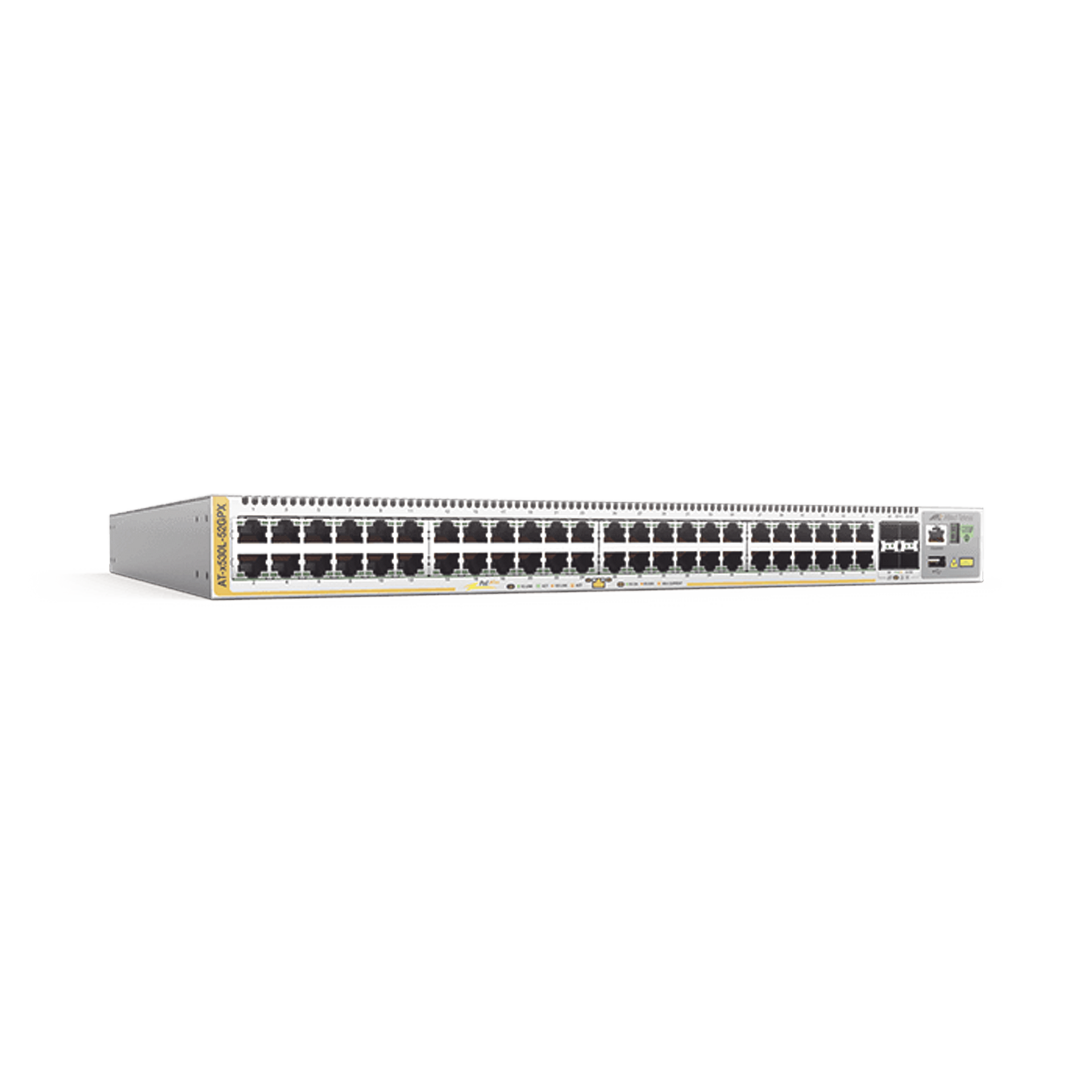 Switch PoE+ Stackeable Capa 3, 48 puertos 10/100/1000 Mbps + 4 puertos SFP+ 10 G, hasta 740 W, fuente redundante