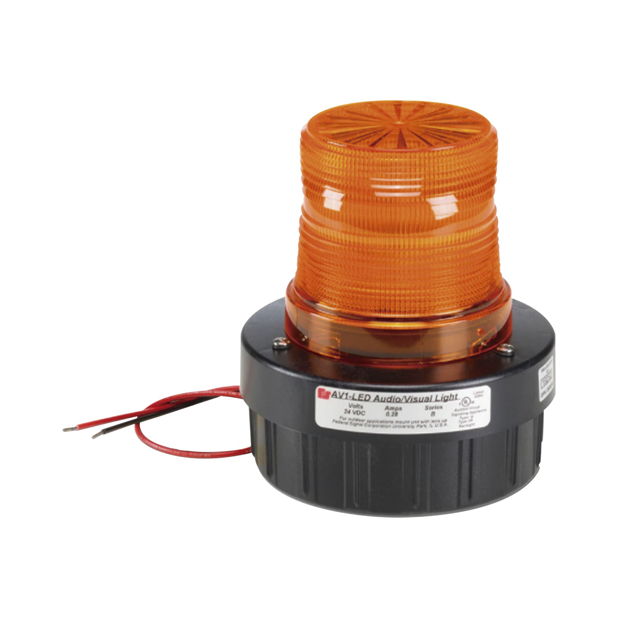 CombinaciÃ³n de intermitente seÃ±al audible/visual, Listado por UL y cUL a 120 VCA color Ãmbar, hasta 95 dB a 1m
