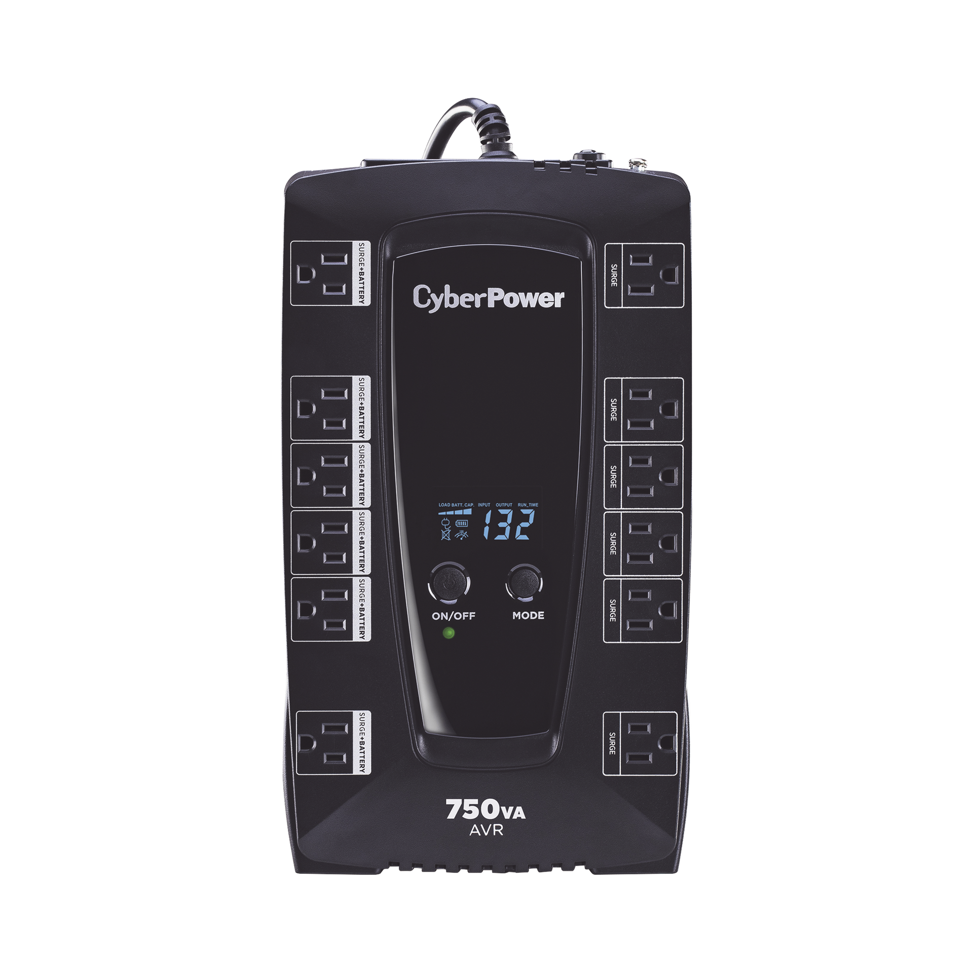 UPS de 750 VA/450 W, TopologÃ­a LÃ­nea Interactiva, Entrada 120 Vca NEMA 5-15P, Tipo Gabinete Compacto, Con 12 Tomas NEMA 5-15R