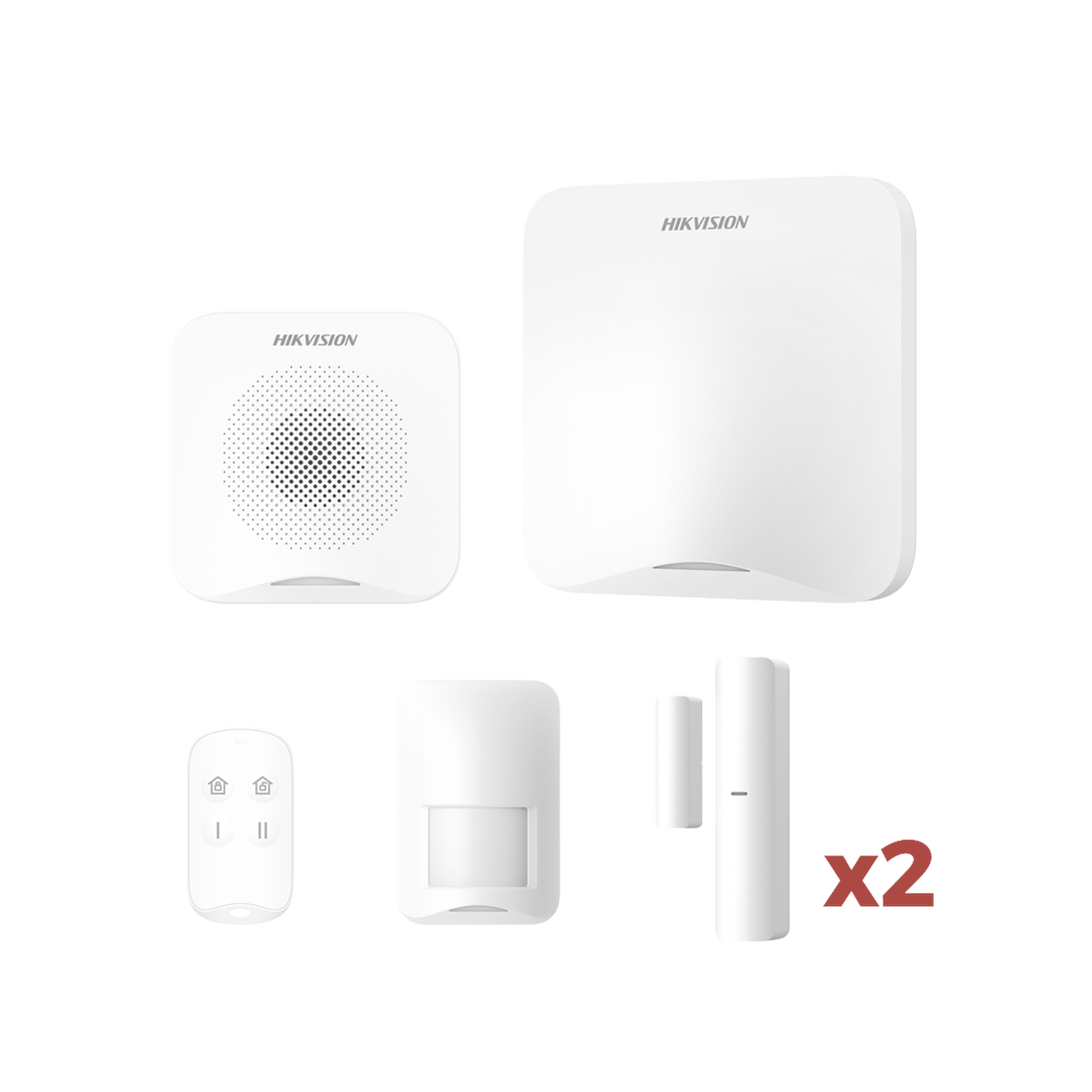 (AX HOME) KIT de Alarma AX HOME / Incluye: 1 Hub con baterÃ­a de respaldo / 1 Llavero / 1 PIR / 2 Contactos MagnÃ©ticos / 1 Sirena / Wi-Fi / Compatible con Hik-Connect P2P y Hik-Partner PRO