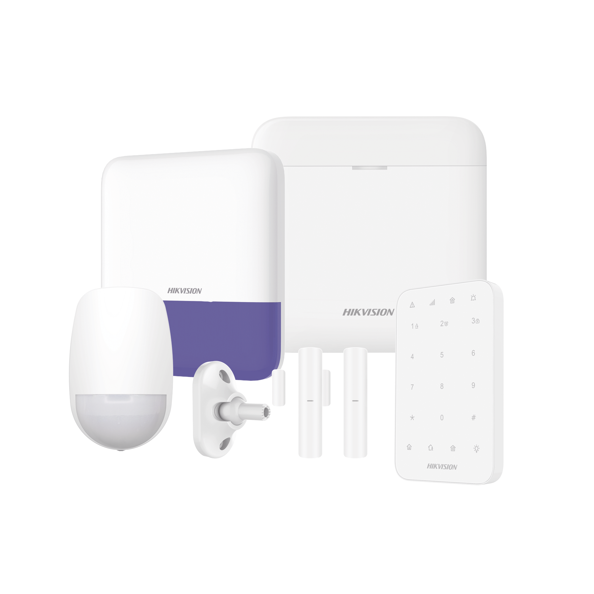 (AX PRO) KIT de Alarma AX PRO / Incluye: 1 Hub con bateria de respaldo / 1 Sensores PIR / 1 Montaje Universal para PIR / 2 Contactos MagnÃ©ticos / 1 Teclado / 1 Sirena Inalambrica Exterior / WiFi / Compatible con Hik-Connect P2P