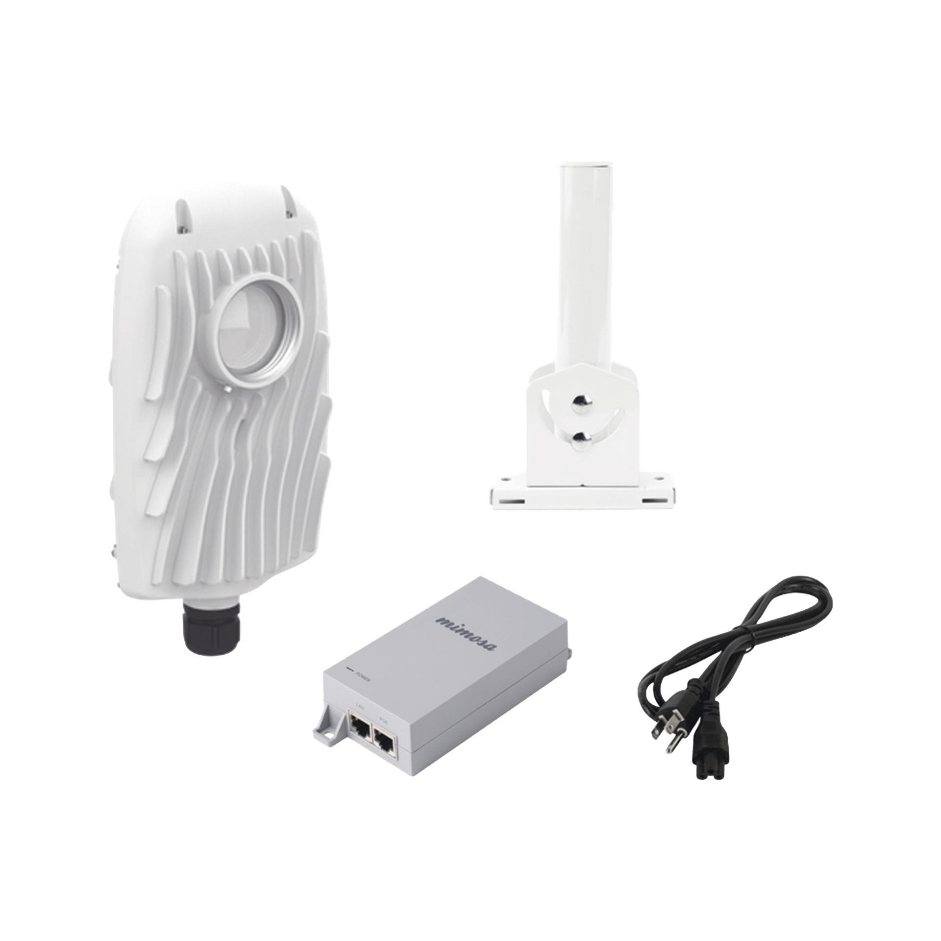 Kit de radios B5X, rango de frecuencia extendida (4.9 a 6.4 GHz),  incluye inyector POE50V, cable de alimentaciÃ³n y montaje universal para tubo o poste o mÃ¡stil
