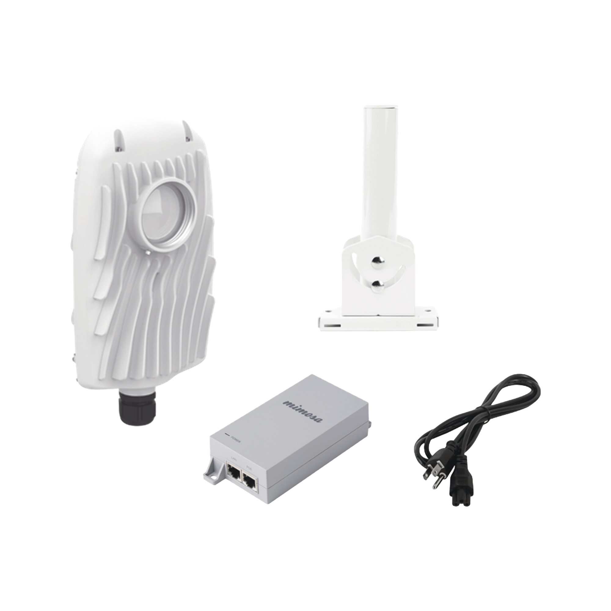 Kit de radios B5X, rango de frecuencia extendida (4.9 a 6.4 GHz),  incluye inyector POE50V, cable de alimentaciÃ³n y montaje universal para tubo o poste o mÃ¡stil