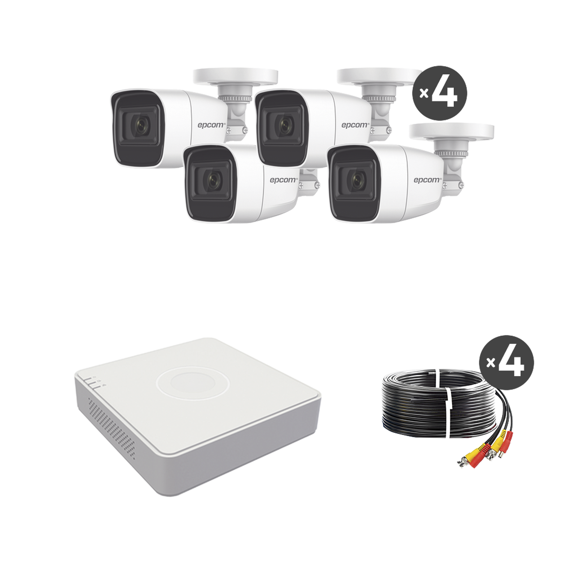 (MICRÃFONO Integrado) Kit TurboHD 1080p Lite / DVR 4 canales / Audio por Coaxitron / 4 CÃ¡maras Bala de Metal con MicrÃ³fono Integrado