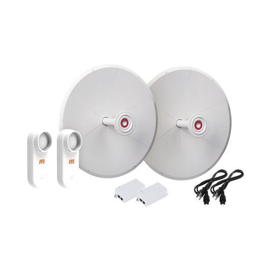Kit de 2 radios C5X con antenas TXPD30C5X (30 dBi), rango de frecuencia extendida (4.9 a 6.4 GHz), incluye inyector POE y cable de alimentaciÃ³n
